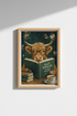 Highland Cow Art Print | Dark Academia Library Decor | Whimsical Animal Poster