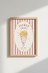 Retro French Fries Wall Art | Pink Stripes Foodie Decor | Preppy Pastel Poster