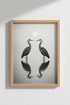 Heron Bird Art Print | Minimalist Black and White Nature Poster, Coastal Zen Decor
