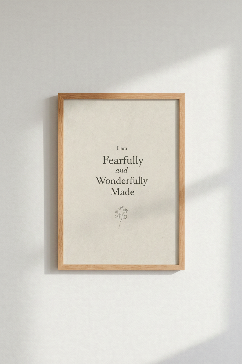 Fearfully Wonderfully Made Print | Neutral Christian Decor | Minimalist Scripture Poster