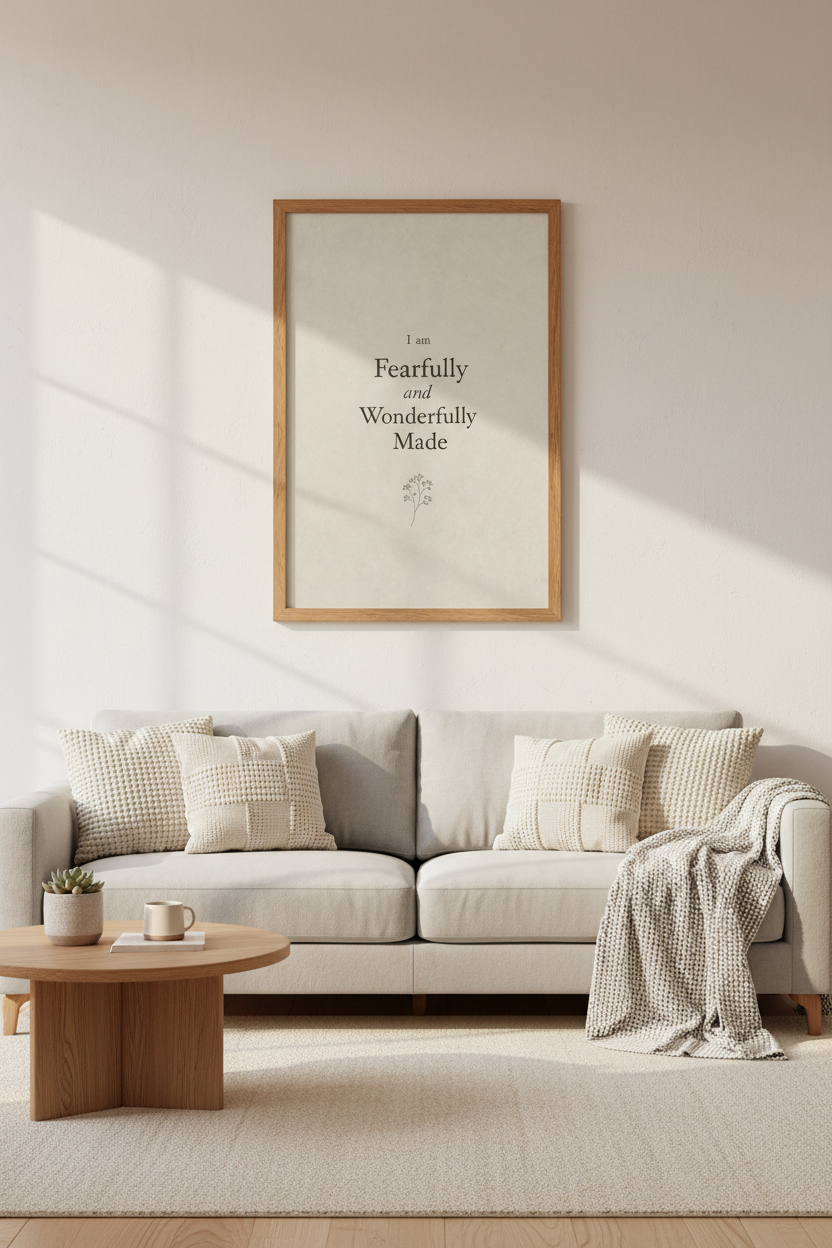 Fearfully Wonderfully Made Print | Neutral Christian Decor | Minimalist Scripture Poster