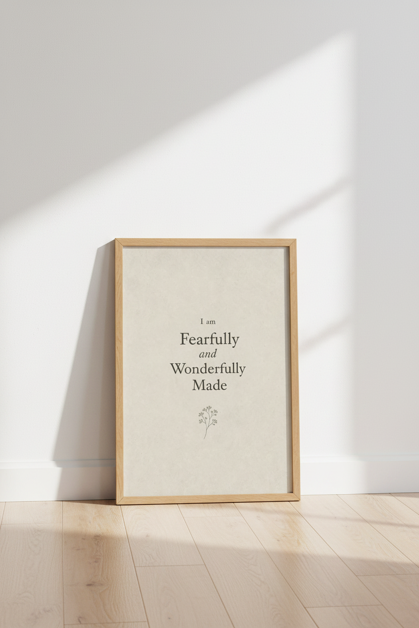 Fearfully Wonderfully Made Print | Neutral Christian Decor | Minimalist Scripture Poster