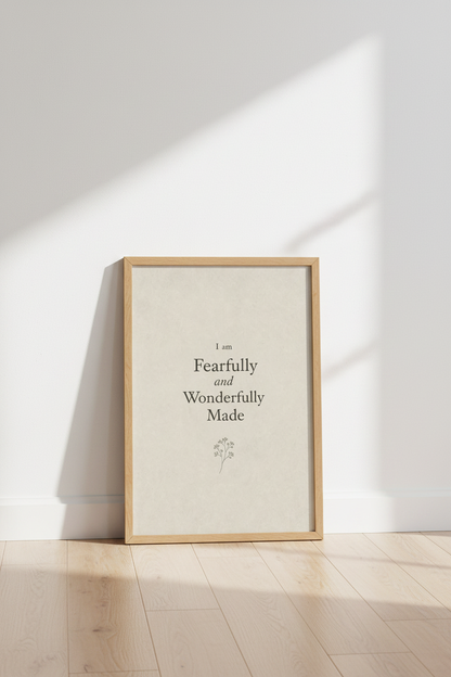 Fearfully Wonderfully Made Print | Neutral Christian Decor | Minimalist Scripture Poster
