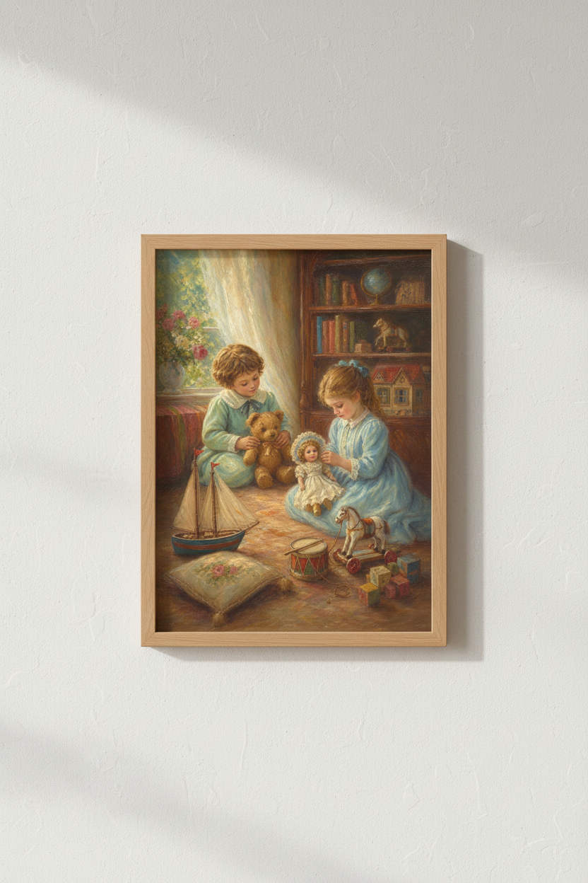 Vintage Nursery Art Wall Print | Cozy Kids Room Decor | Pastel Dream Poster
