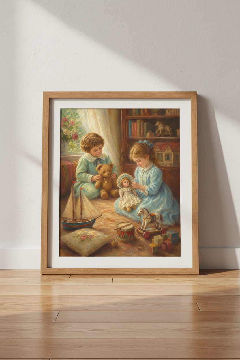 Vintage Nursery Art Wall Print | Cozy Kids Room Decor | Pastel Dream Poster