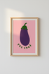 Yes Chef Eggplant Kitchen Wall Art | Pink Foodie Poster | Modern Culinary Decor