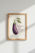Watercolor Eggplant Art | Purple Kitchen Decor, Foodie Gift Poster