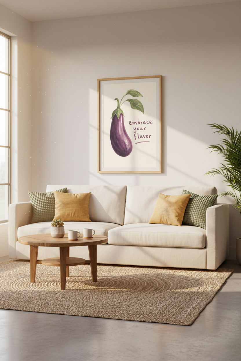 Watercolor Eggplant Art | Purple Kitchen Decor, Foodie Gift Poster