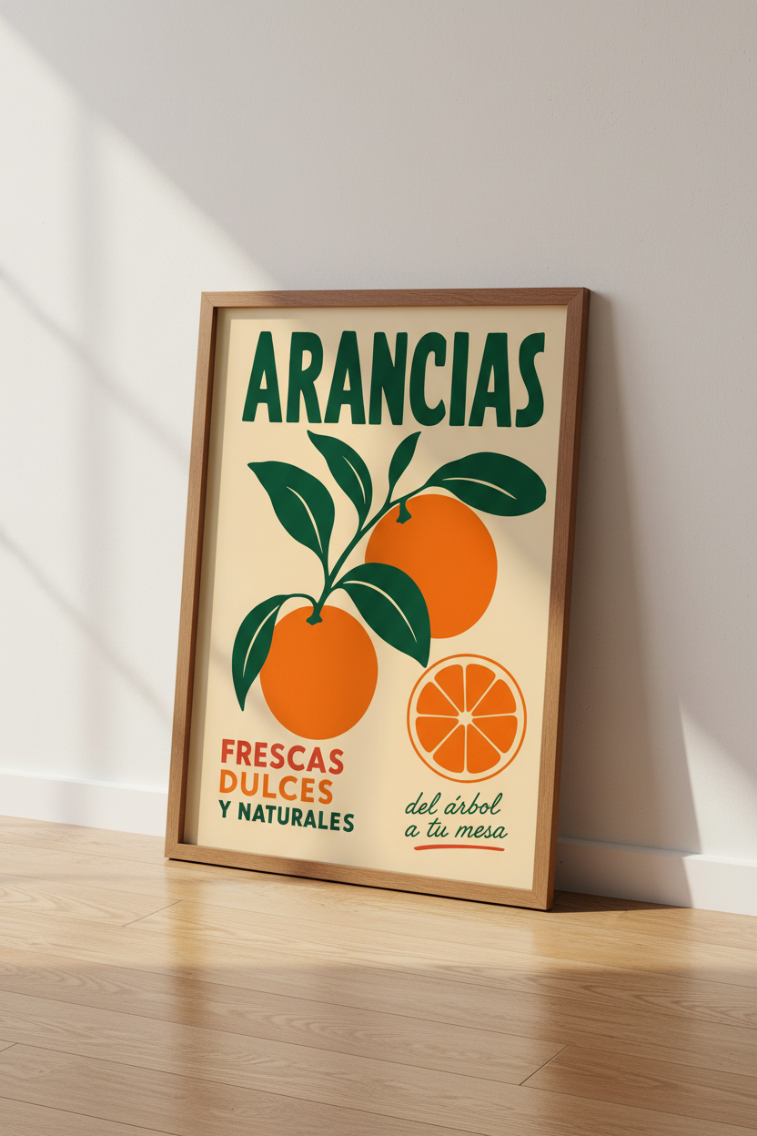 Vintage Orange Fruit Wall Art | Market Poster Decor | Mediterranean Aesthetic