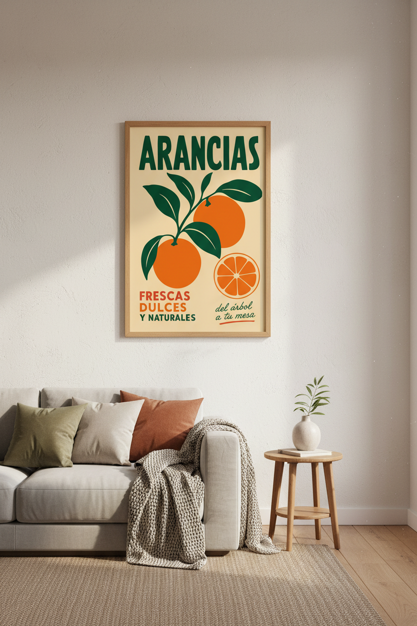 Vintage Orange Fruit Wall Art | Market Poster Decor | Mediterranean Aesthetic