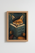 Fox Reading Art Print | Dark Academia Library Decor | Whimsical Animal Poster