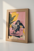 Chimpanzee Reading Newspaper Wall Art | Pink Eclectic Decor | Fun Monkey Poster