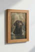 Chocolate Labrador Oil Painting | Rustic Dog Wall Art Print, Cabin Decor Poster