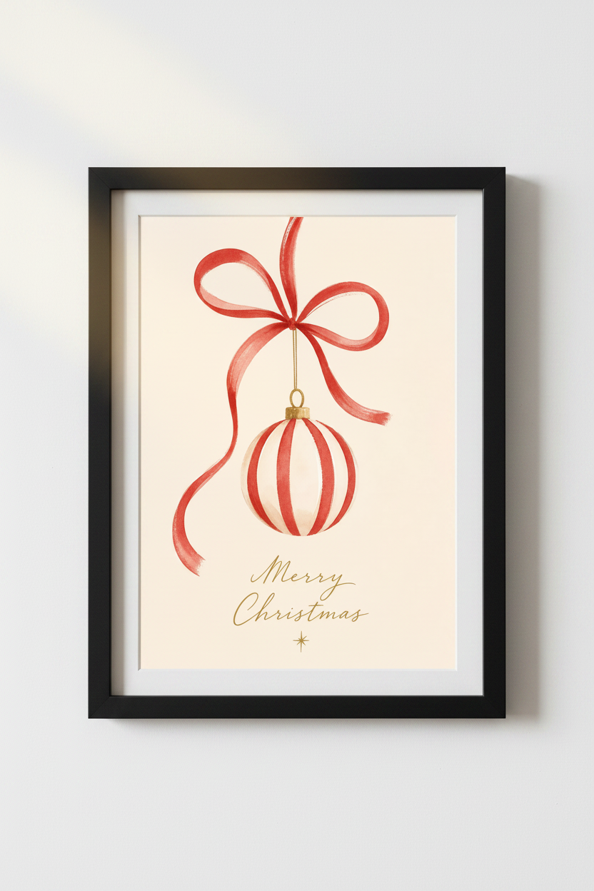 christmas ornament | Watercolor ribbon ball, Living room decor