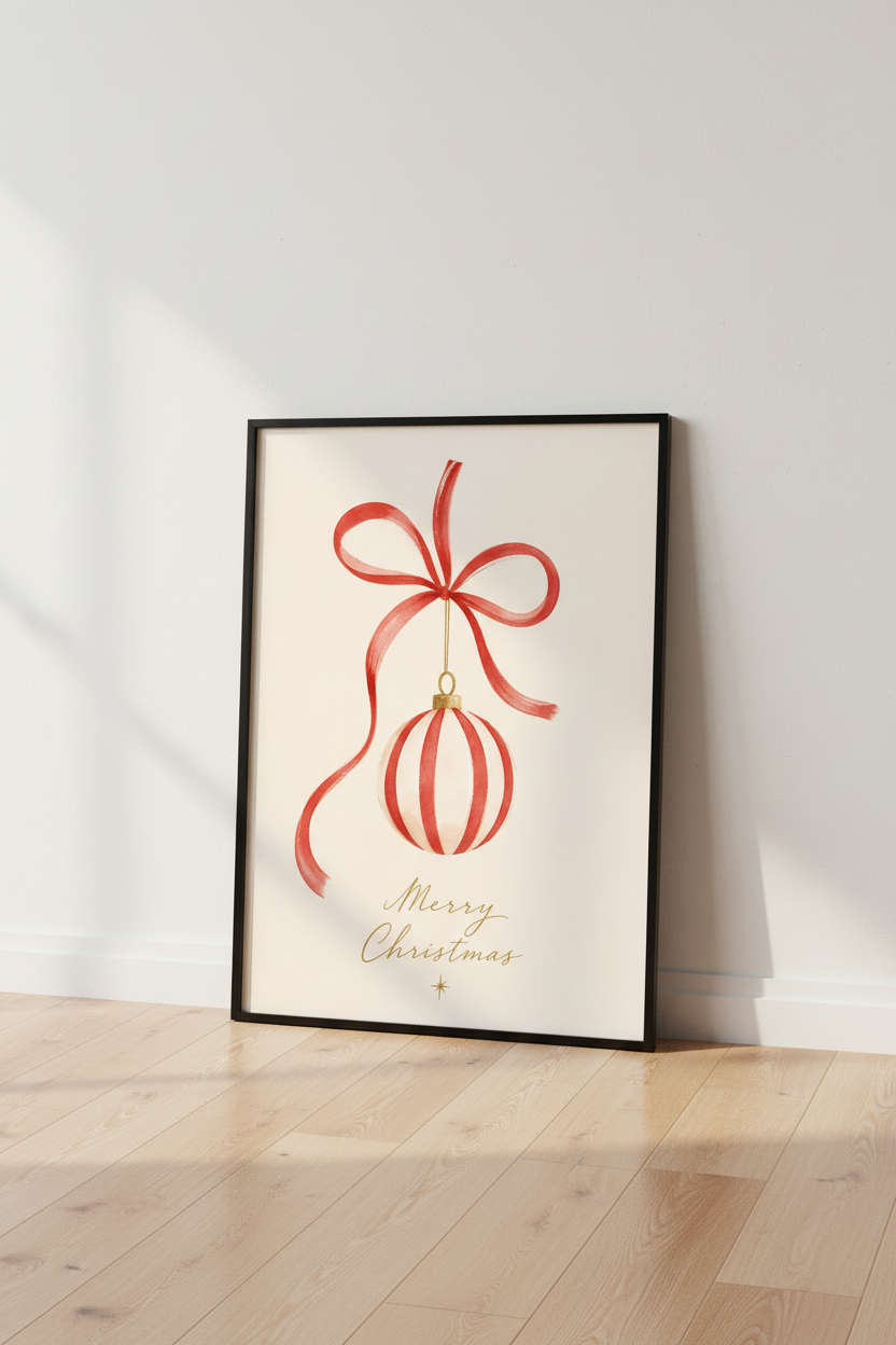 christmas ornament | Watercolor ribbon ball, Living room decor