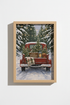 Christmas Truck Art | Vintage Red Pickup, Rustic Winter Snowy Forest Poster