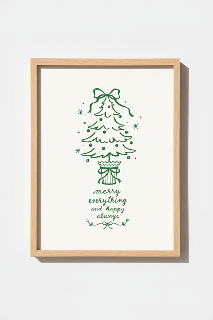 Festive Christmas Tree Print | Green Holiday Decor, Minimalist Winter Poster