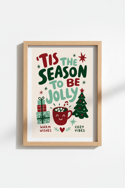 Christmas Wall Art | Whimsical Typography, Cozy Holiday Decor | Festive Poster