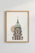 European Architecture Art | Teal Dome Minimalist Print, Modern Travel Poster