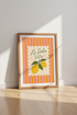 La Dolce Vita Lemon Wall Art | Yellow Kitchen Decor | Preppy Pink Orange Poster
