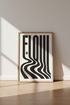Flow Typography Wall Art | Black and White Retro Minimalist Poster, Home Office Art