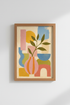 Boho Wall Art Print | Abstract Botanical Shapes, Mid Century Modern Living Room Decor