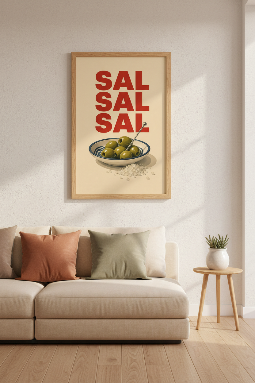 Sal Olive Mid-Century Wall Art | Kitchen Decor | Retro Foodie Poster