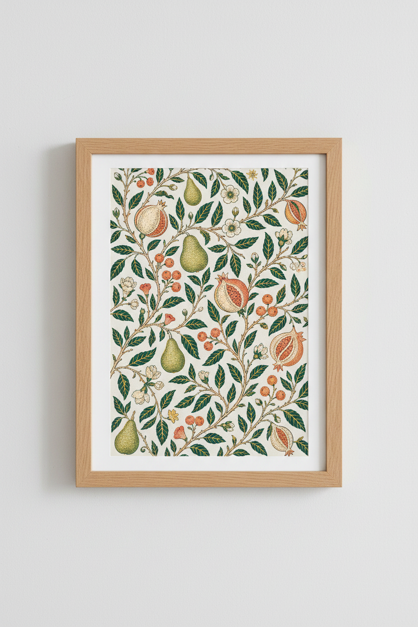 Botanical Fruit Pattern Wall Art Print | Living Room Decor | Vintage Poster