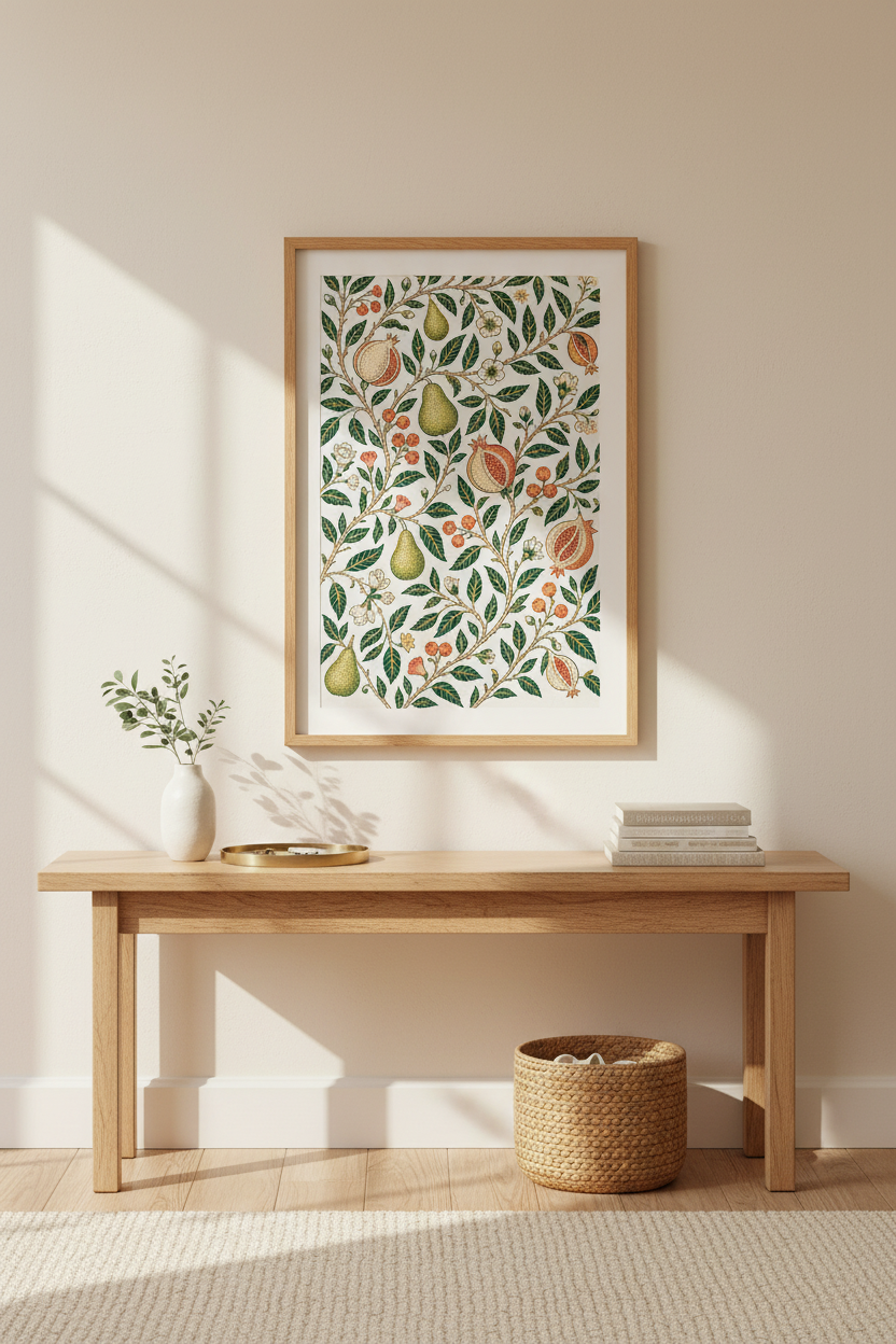 Botanical Fruit Pattern Wall Art Print | Living Room Decor | Vintage Poster