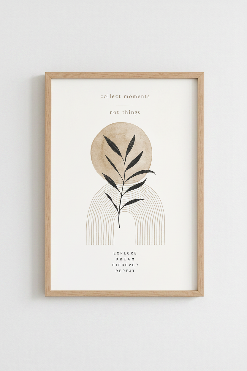 Boho Botanical Quote Wall Art Print | Neutral Living Room Decor | Minimalist Poster