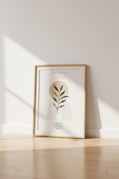 Boho Botanical Quote Wall Art Print | Neutral Living Room Decor | Minimalist Poster