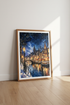 Winter Canal Amsterdam | Snowy Watercolor Night Print, Holiday Decor