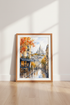 Paris Watercolor Street Cafe Print | Autumn Montmartre Wall Art | French Travel Decor
