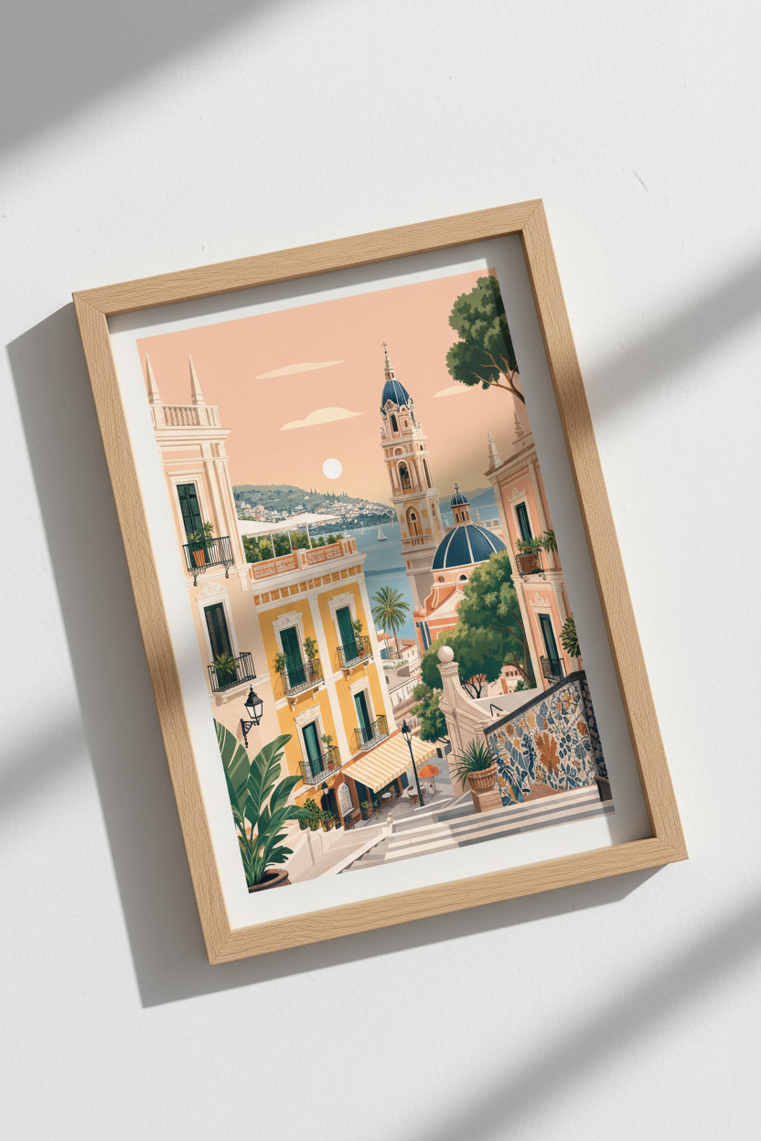 Amalfi Coast Italy | Pastel Mediterranean Scene, Coastal Living Room Decor