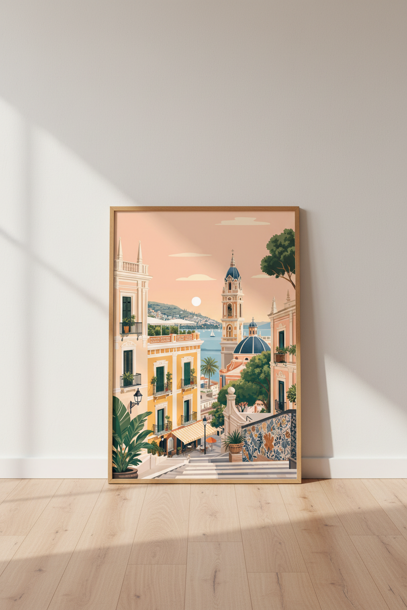 Amalfi Coast Italy | Pastel Mediterranean Scene, Coastal Living Room Decor