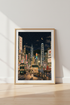 Hong Kong Night Cityscape Wall Art | Lo-fi Aesthetic Decor | Neon Skyline Poster