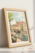 European Cityscape Wall Art | Pastel Old Town Print, Living Room Decor Poster