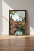 Manchester Canal Cityscape Art | Red Brick Urban Travel Poster, Living Room Decor