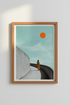 Minimalist Wall Art Print | Orange Dress Turquoise Sky Concrete Curve | Living Room Decor