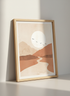 Boho Desert Mountain River Wall Art Print | Minimalist Living Room Decor | Earthy Landscape Poster | Abstract Sun & Birds
