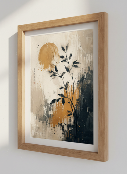 Zen Branch Wall Art Print | Abstract Landscape Decor | Botanical Poster