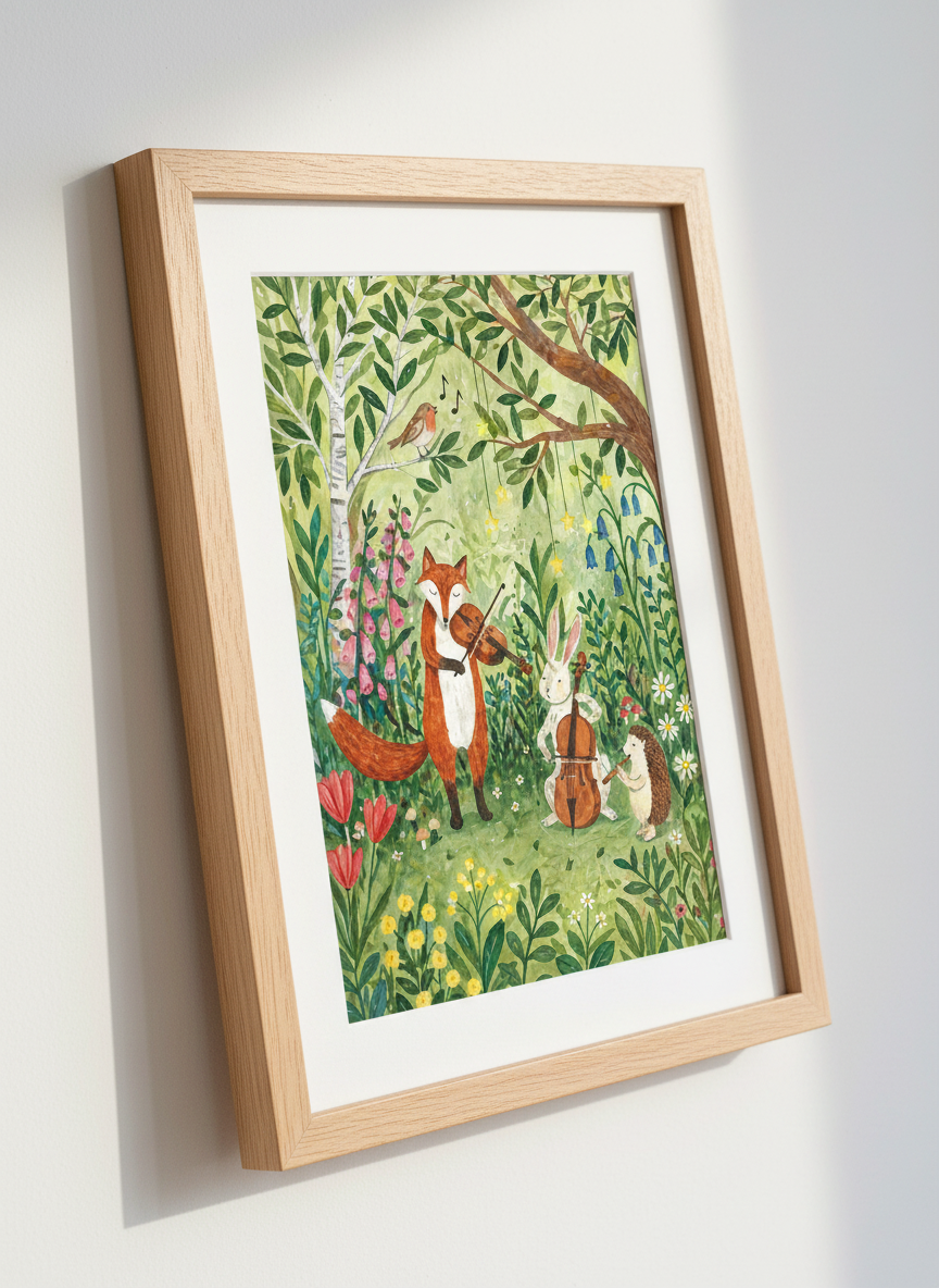 Woodland Animal Orchestra Art Print | Nursery Decor, Children&