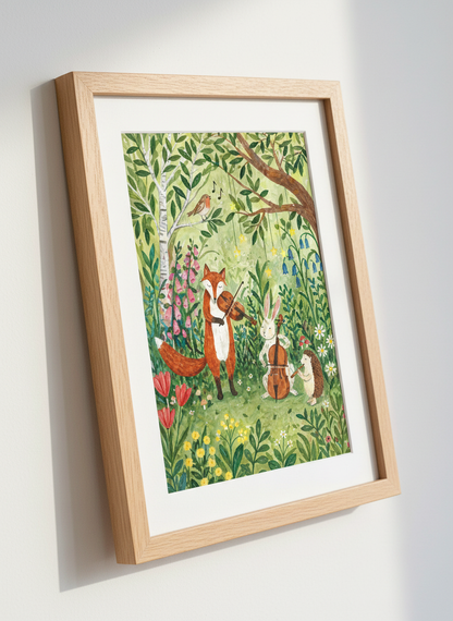 Woodland Animal Orchestra Art Print | Nursery Decor, Children&