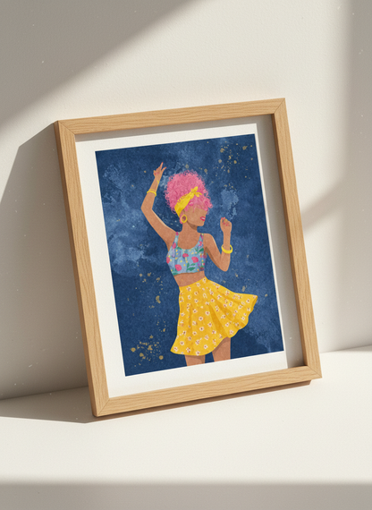 Woman Dancing Art Print | Colorful Abstract Wall Decor | Boho Chic Poster Gift