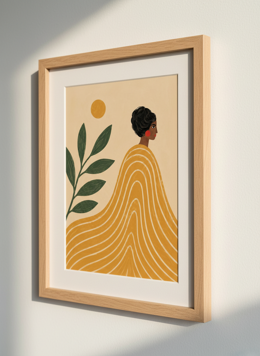 Minimalist Woman Art Print | Bohemian Bedroom Decor | Mid Century Modern Wall Art | Abstract Portrait Poster | Gift for Her