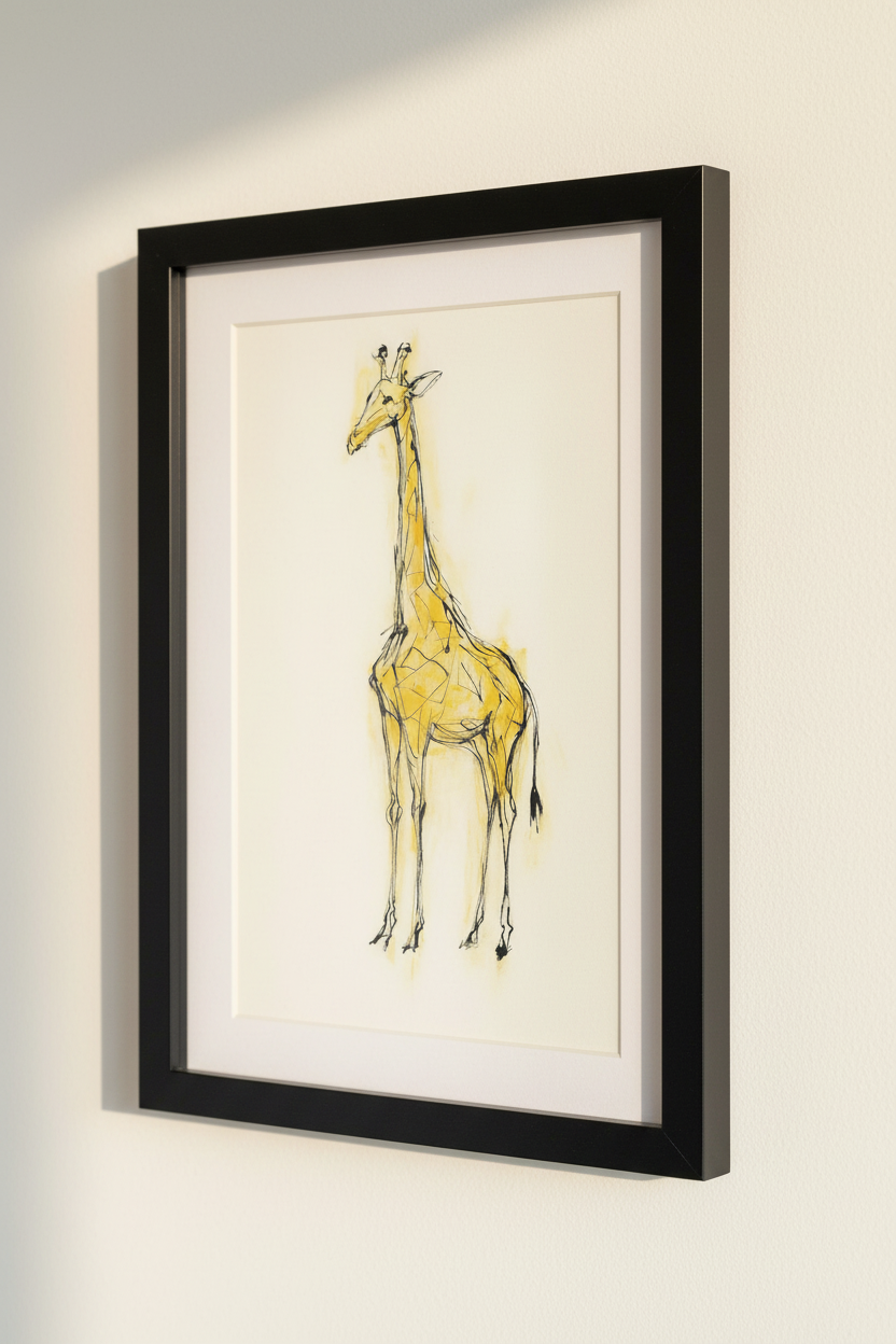 Abstract Giraffe Wall Art Print, Yellow Safari Animal Home Decor, Minimalist Wildlife Poster, Modern Nature Art Print