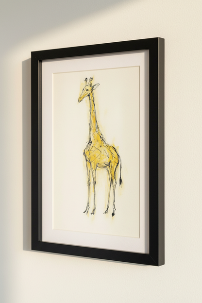Abstract Giraffe Wall Art Print, Yellow Safari Animal Home Decor, Minimalist Wildlife Poster, Modern Nature Art Print