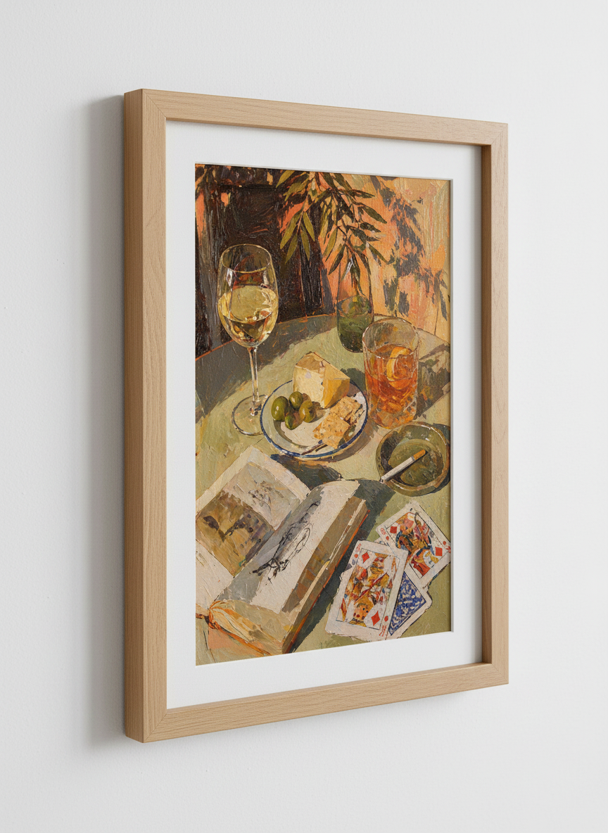 Impressionist Still Life Print | Cozy Evening Home Decor | Bar Cart Painting