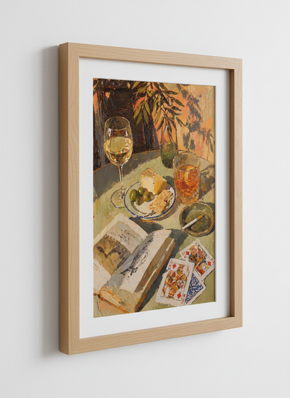 Impressionist Still Life Print | Cozy Evening Home Decor | Bar Cart Painting