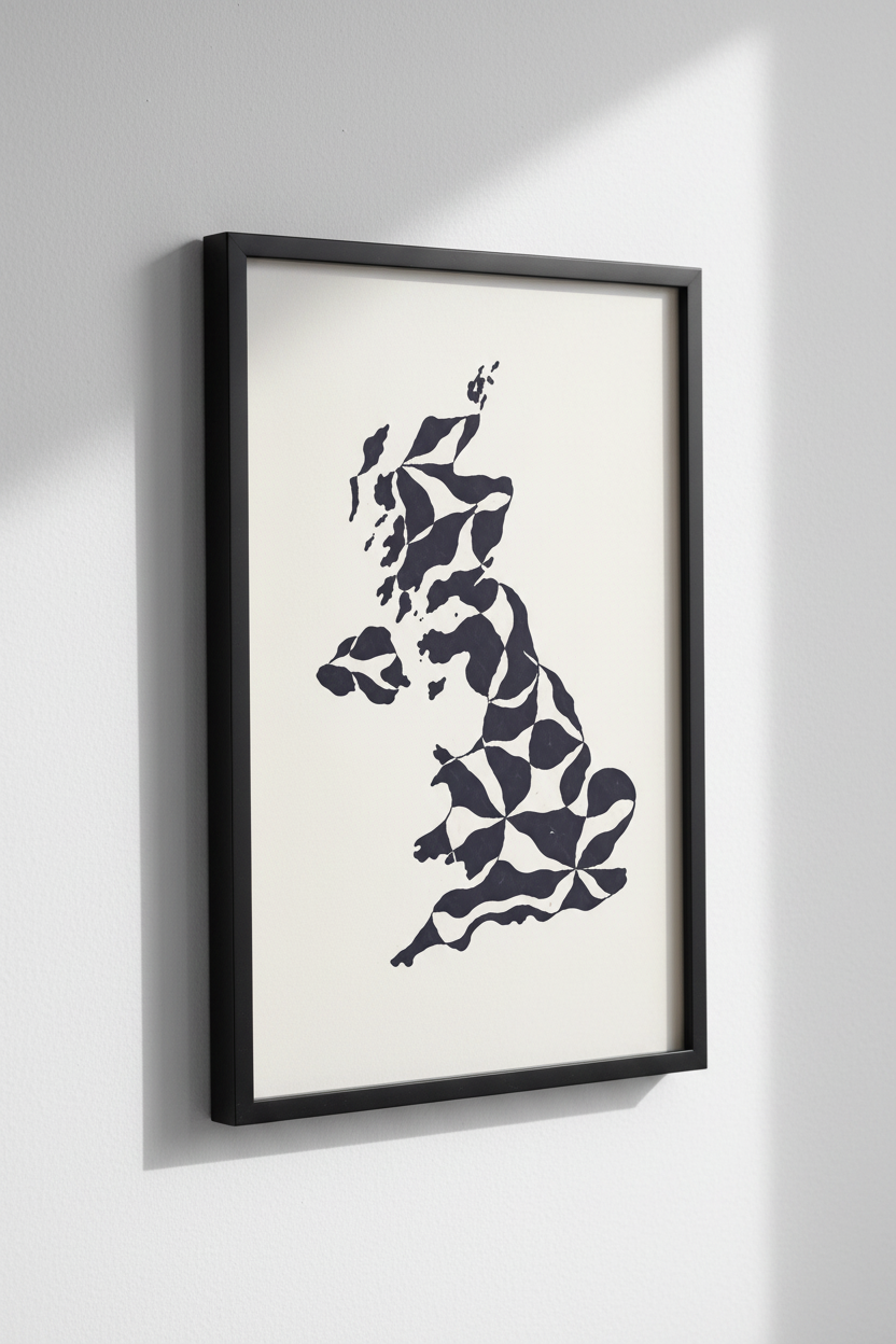 UK Map Pattern Wall Art | Great Britain Abstract Print | Geometric Britain Home Decor | Unique UK Map Poster UK Wall Hanging